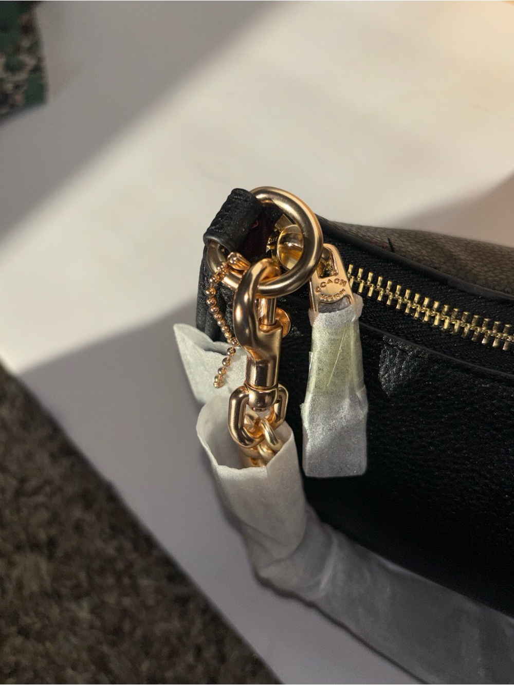 Coach Black Pebbled Leather Mini Shoulder Bag with Gold Hardware - Picture 4 of 5